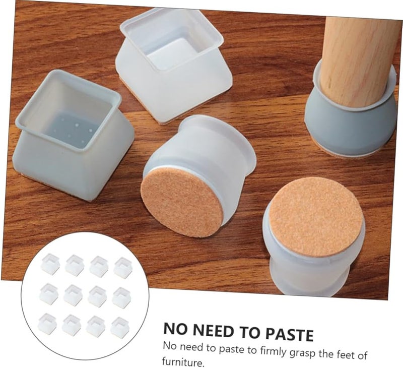 Square Silicone Chair Leg Caps 12PCS Noise Reduction Pet Friendly Easy Install - Image 2